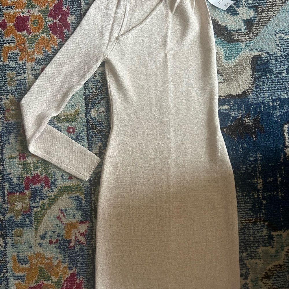 Abercrombie: Long-Sleeve One-Shoulder Mini Sweater Dress size XS Tall - Picture 3 of 4